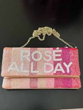 Rosé All Day Beaded Clutch